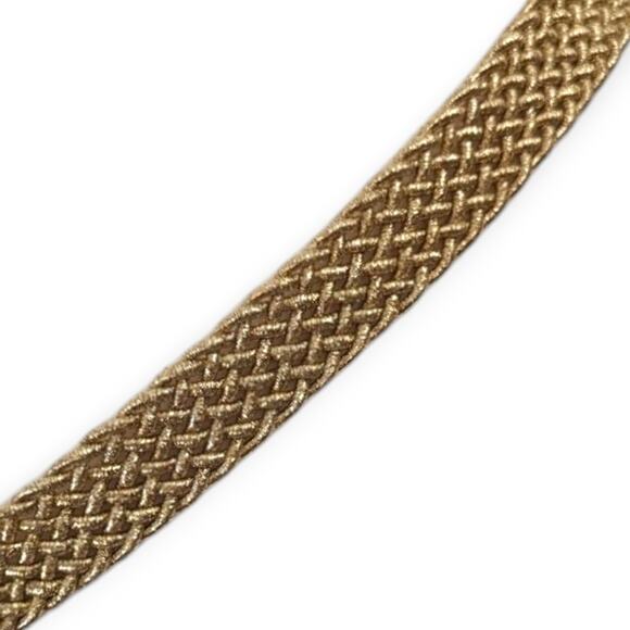 J. Crew Metallic Gold Braided Web Belt S/M with leather trim - Picture 2 of 7
